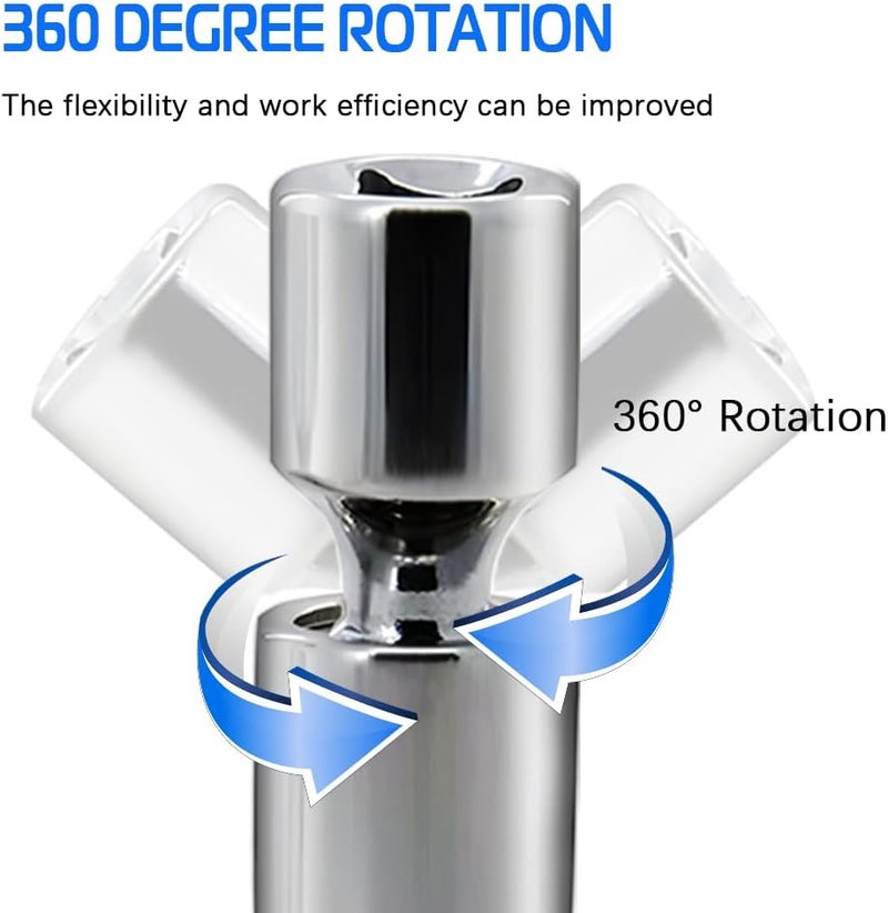 A ABIGAIL 14mm Thin Wall Swivel Magnetic Spark Plug Socket 3/8 Inch Drive 12-Point Spark Plug Socket Removal Tool Compatible with Motorcycle, Car, SUV, BMW, Nissan, Mini, Mercedes - Image 1